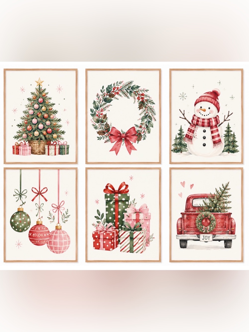 Holiday Christmas Art Prints - 6 | 8.5 x 11 | Unframed Seasonal Wall Décor